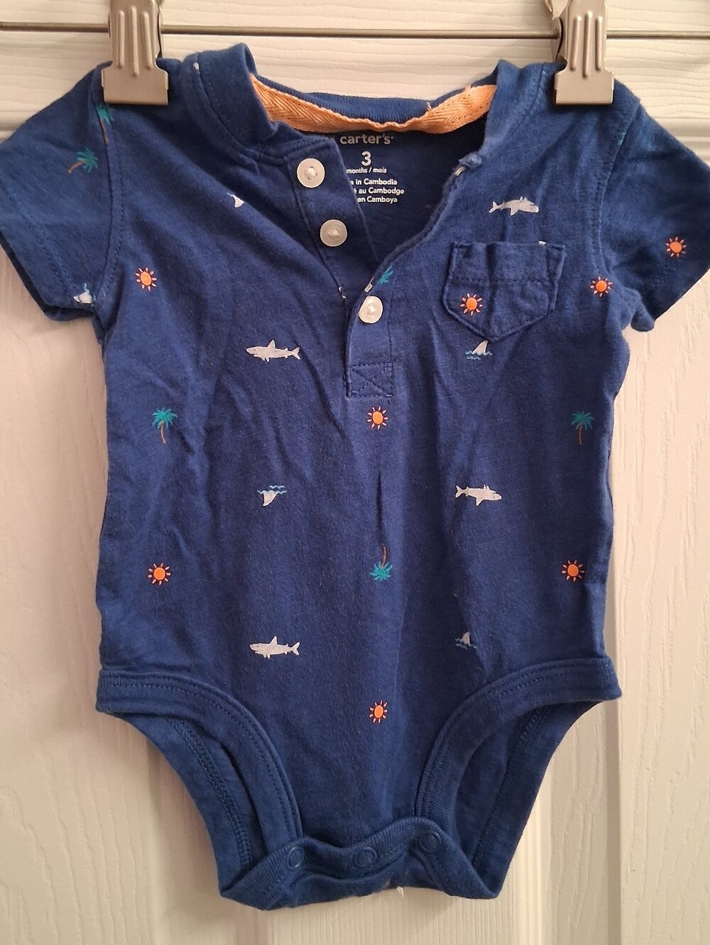 Carters 3 Months Shark Bodysuit Navy Blue